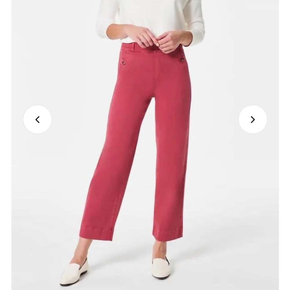 SPANX Cropped Wide-Leg Pants in Rose Red